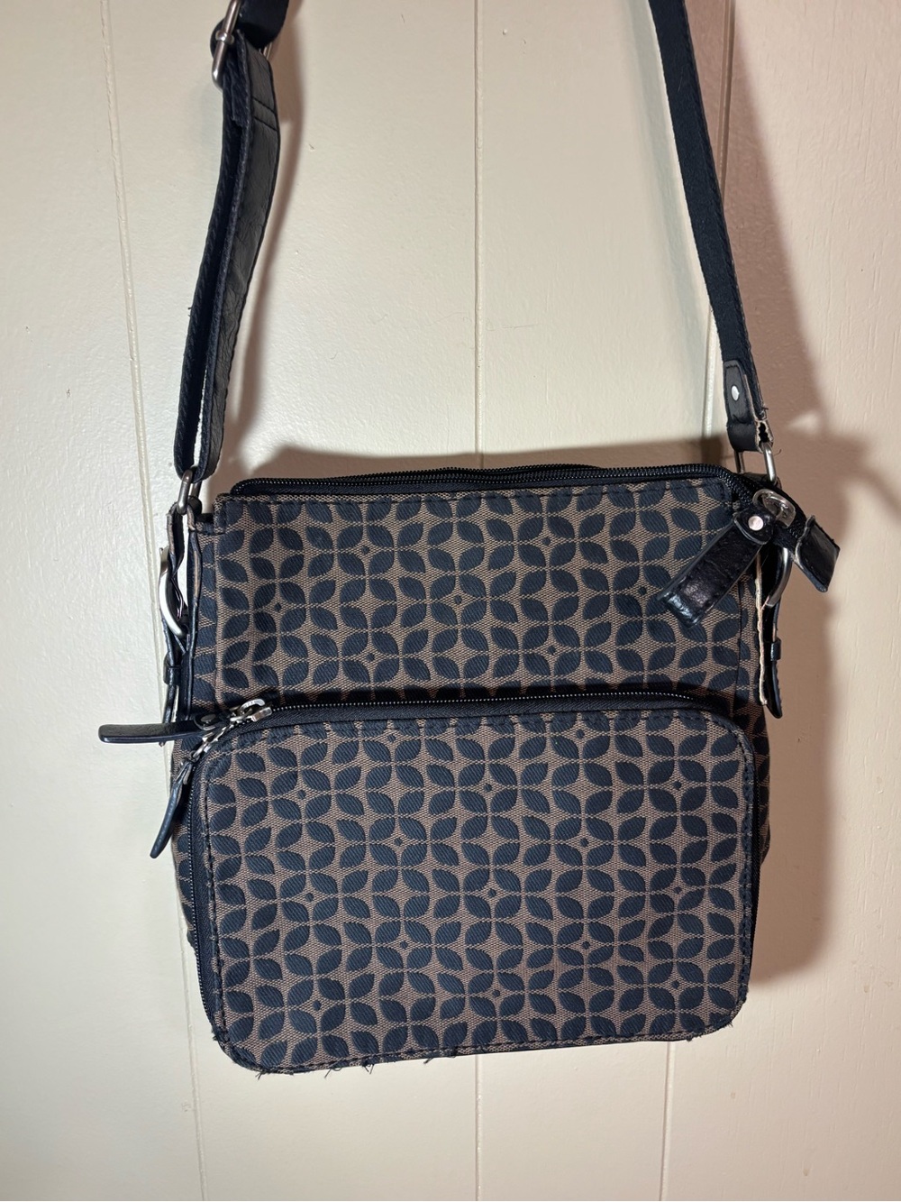 Fossil Black and Brown Patterned Crossbody Bag